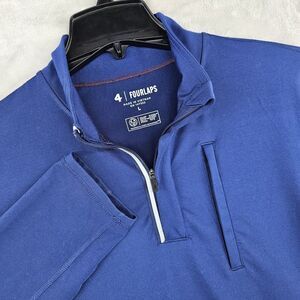 Four Laps Mens Performance‎ 1/4 Zip Pullover Jacket Size Large Blue Polyester